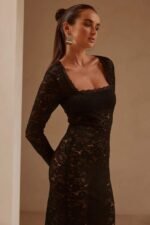 Bertha Square Neck Lace Maxi Dress - Image 2