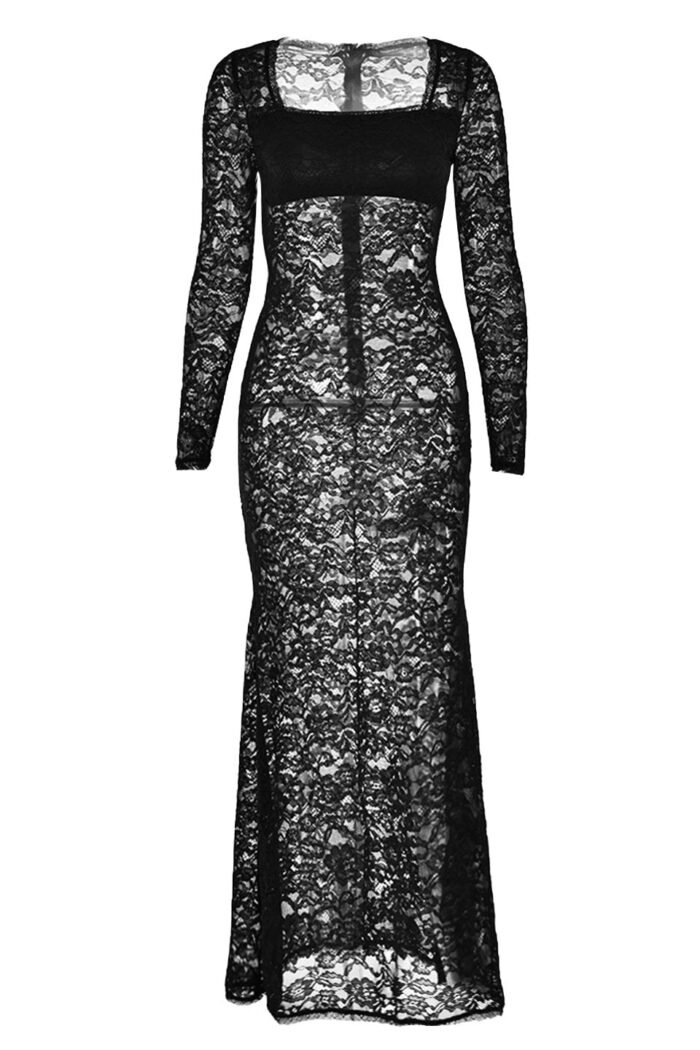Bertha Square Neck Lace Maxi Dress - Image 8