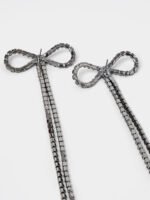 Diamante Bowknot Tassel Earrings - Image 12