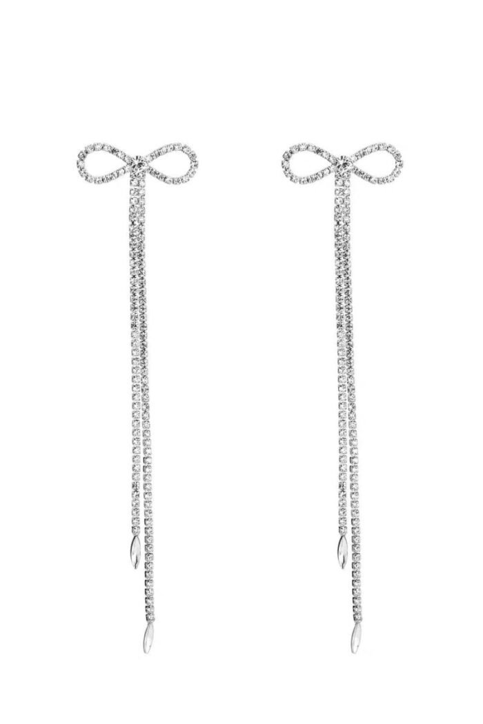 Diamante Bowknot Tassel Earrings - Image 14