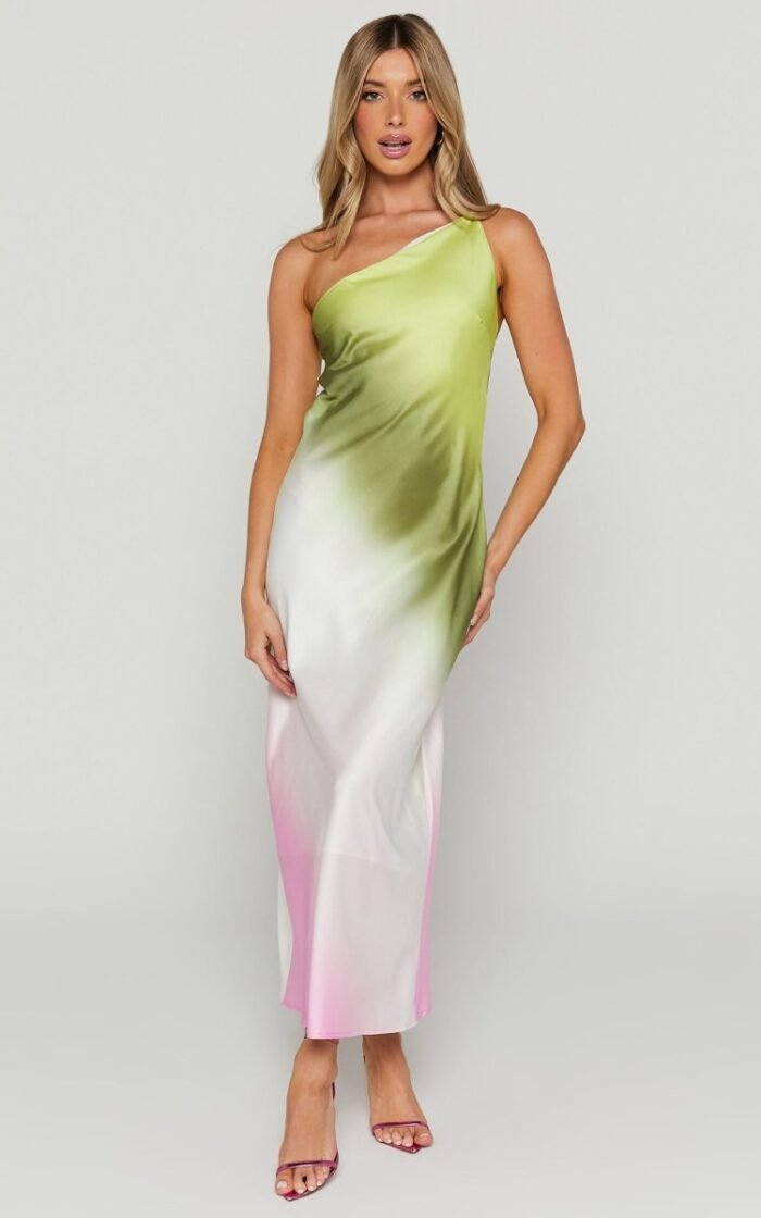 Diane One Shoulder Tie Dye Maxi Dress - Image 2