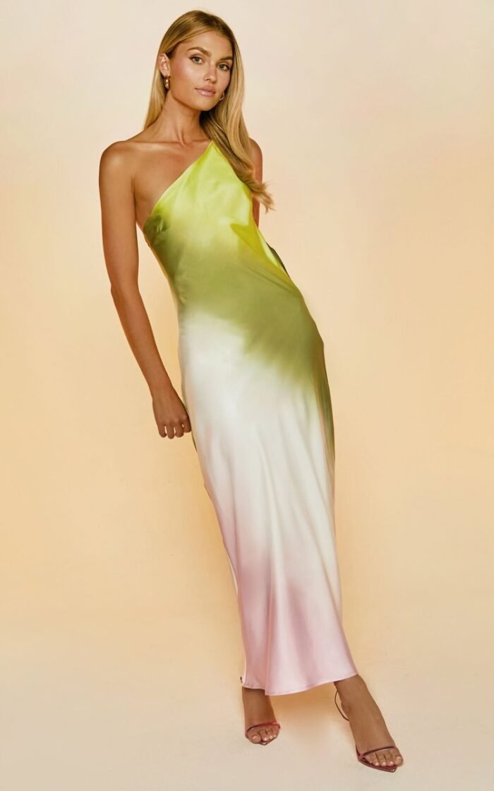 Diane One Shoulder Tie Dye Maxi Dress - Image 1
