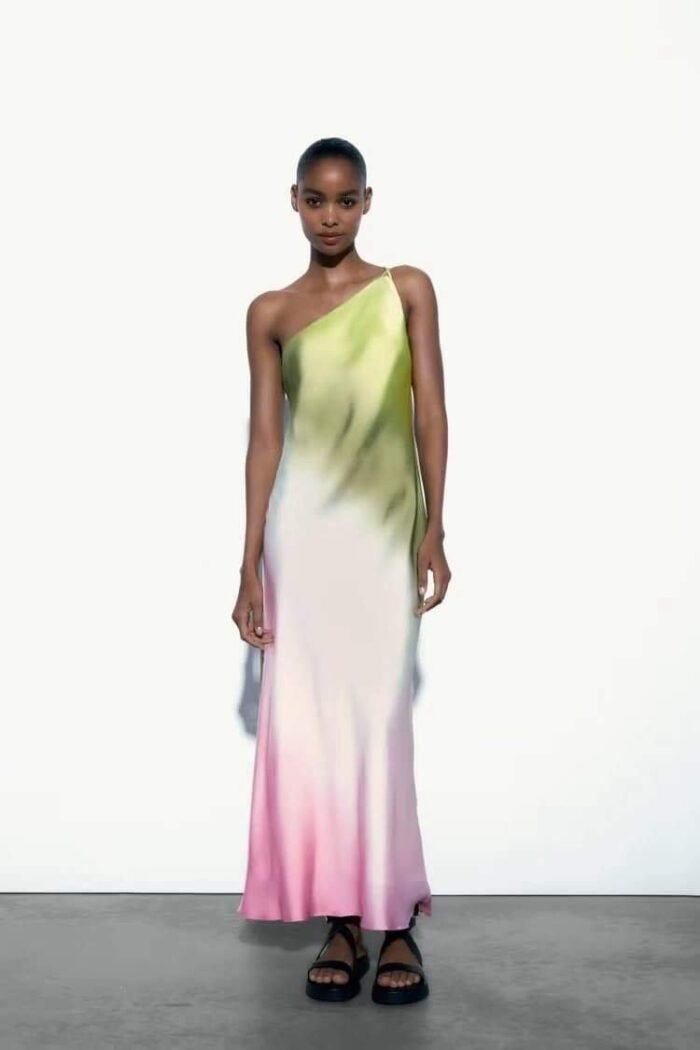 Diane One Shoulder Tie Dye Maxi Dress - Image 4