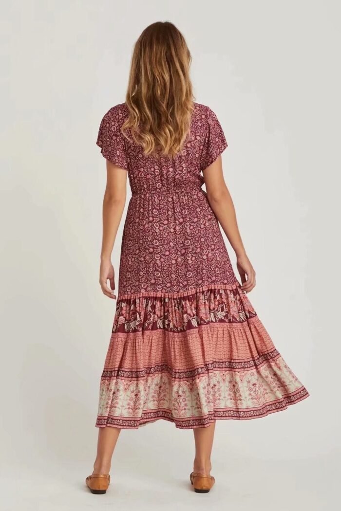 Ellie Printed V-neck Midi Dress - Image 2