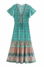 Ellie Printed V-neck Midi Dress - Image 5