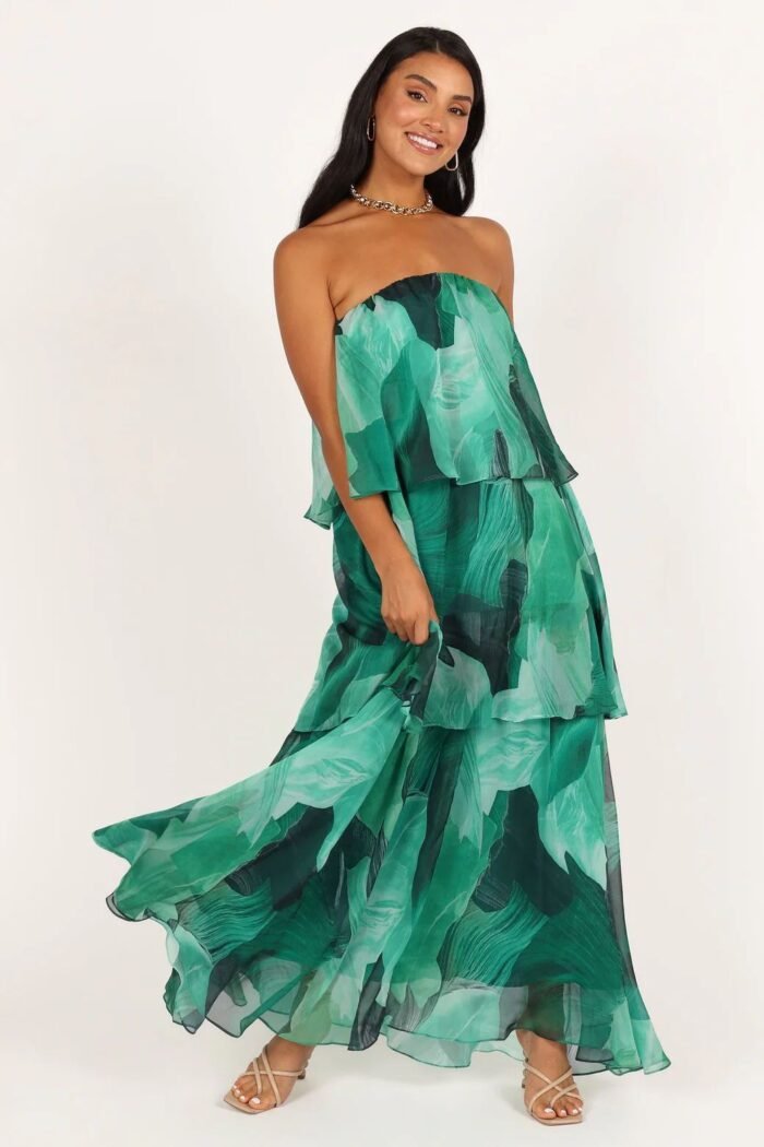 Elsie Printed Layered Strapless Maxi Dress - Image 1