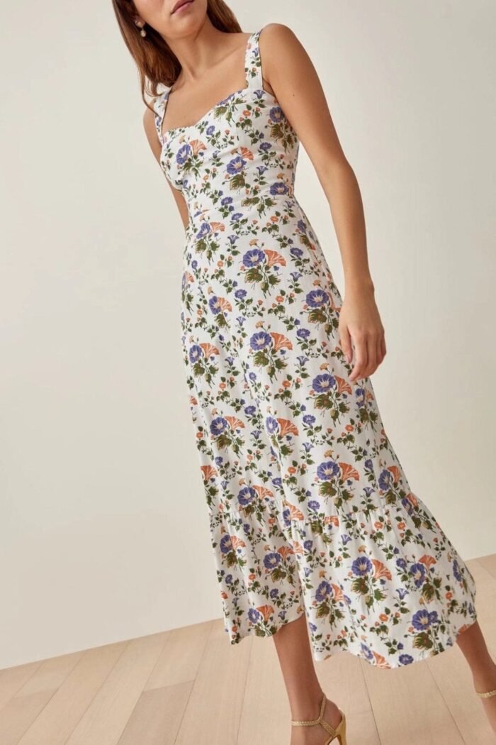 Elspeth Printed Strap Flare Midi Dress - Image 3