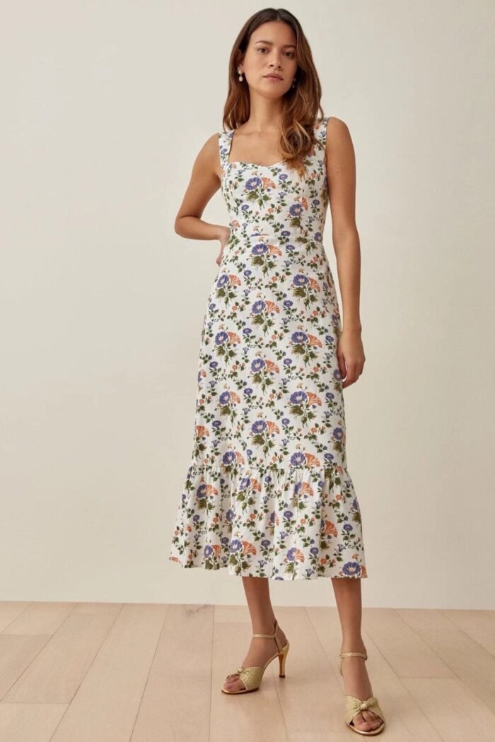 Elspeth Printed Strap Flare Midi Dress - Image 1