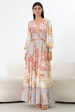 Elvira Printed Shirred V-neck Tiered Maxi Dress - Image 2