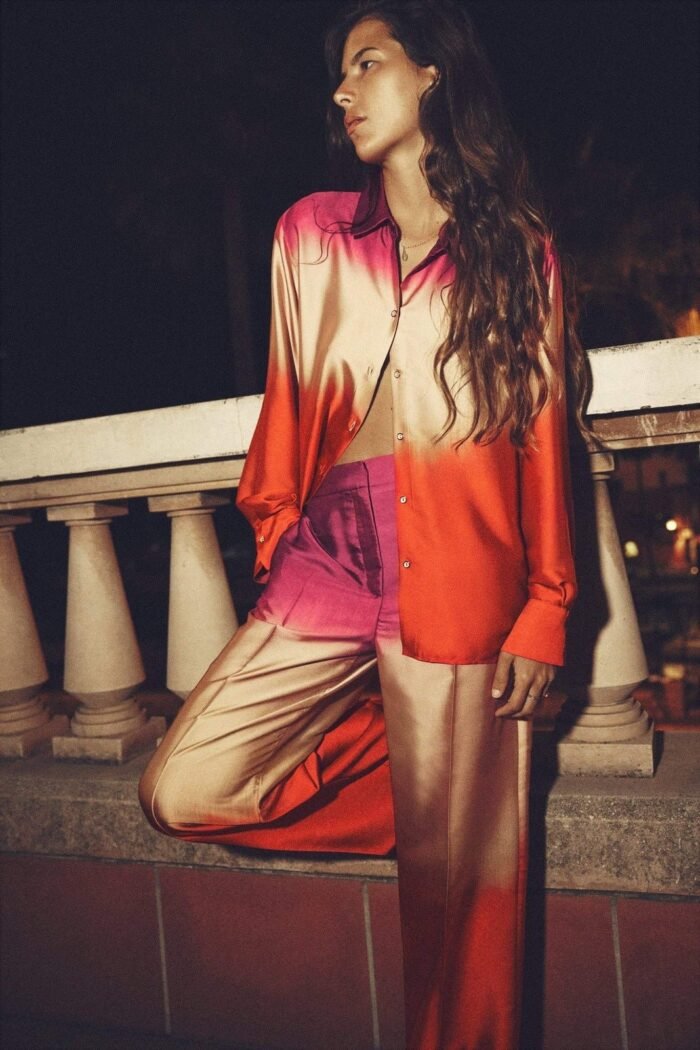 Eroline Printed Gradient Satin Set - Image 1