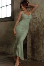Ethel Gathered Flare Mesh Midi Dress - Image 2