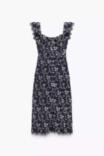 Eve Embroidered Sweetheart Midi Dress - Image 8