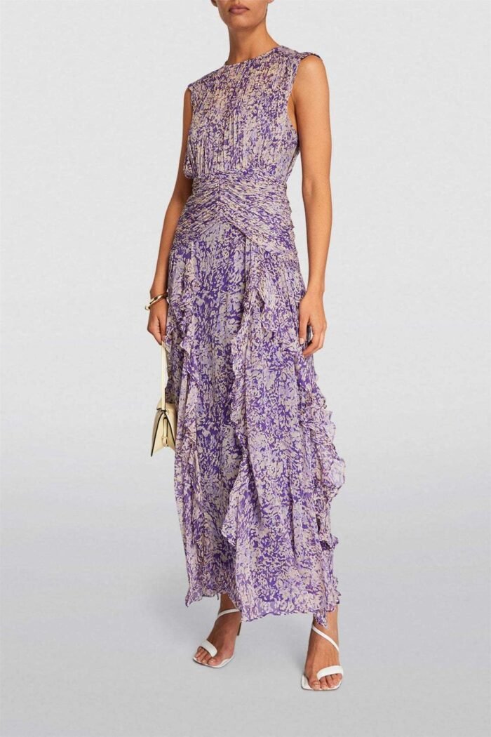 Flo Printed Plisse Ruffle Maxi Dress - Image 1