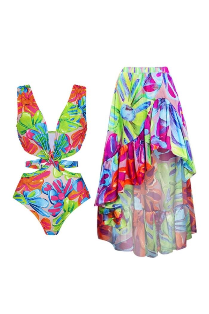Frica Printed Cut-out Ruffle Two-pieces Swimset - Image 4
