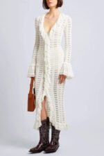 Georgia Ruffled Crochet Midi Dress - Image 3