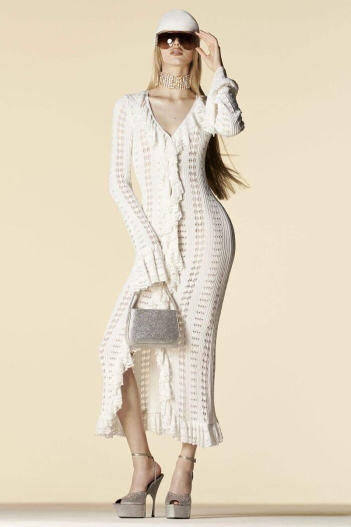 Georgia Ruffled Crochet Midi Dress - Image 1