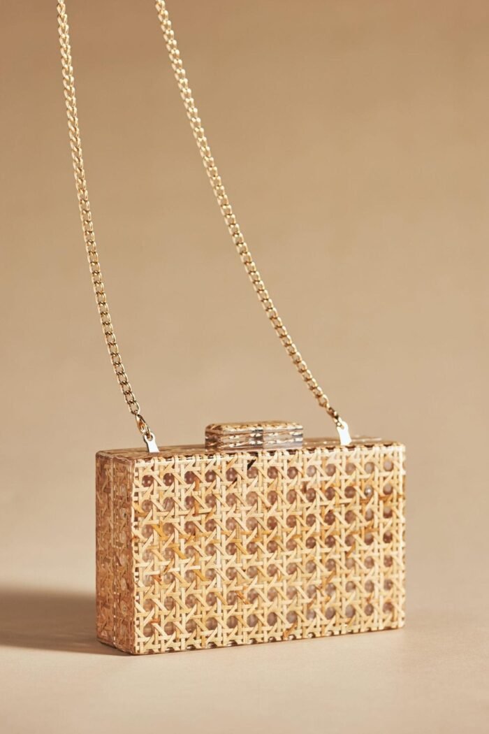 Hollow Out Wicker Acrylic Clutch Bag - Image 3