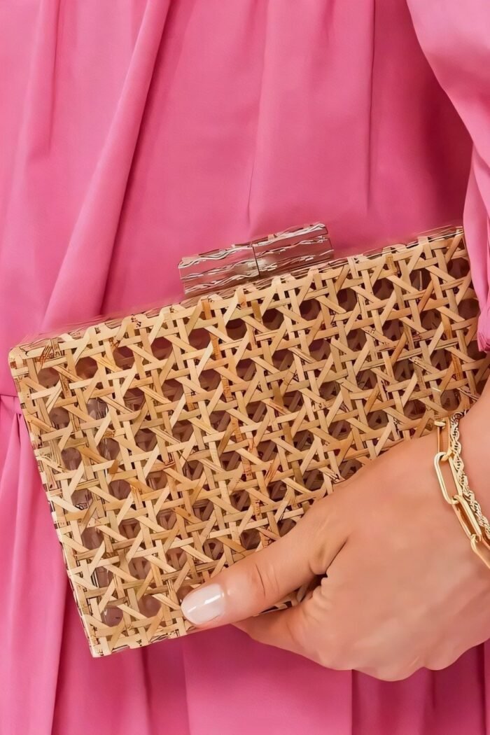 Hollow Out Wicker Acrylic Clutch Bag - Image 5
