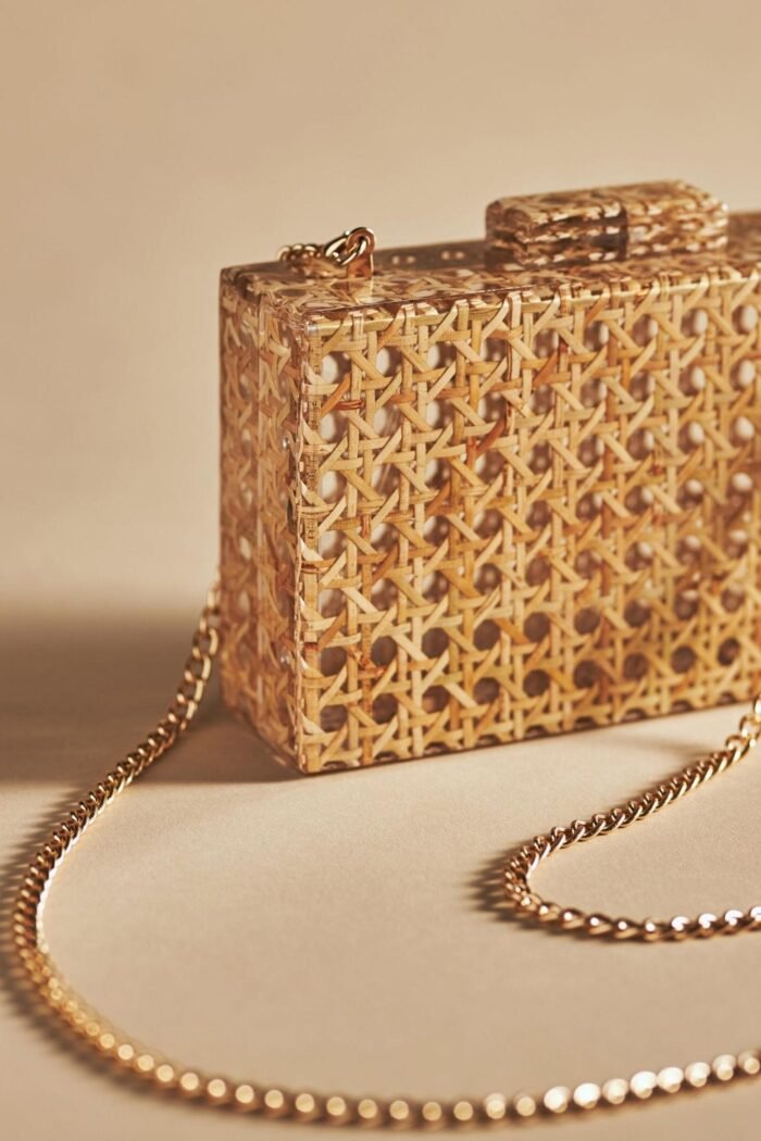 Hollow Out Wicker Acrylic Clutch Bag - Image 4
