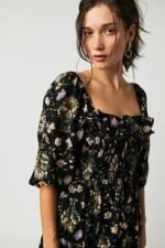Iris Printed Shirred Bodice Ruffle Midi Dress - Image 4