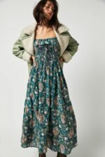 Iris Printed Shirred Bodice Ruffle Midi Dress - Image 9