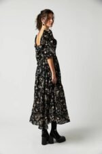 Iris Printed Shirred Bodice Ruffle Midi Dress - Image 8