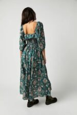 Iris Printed Shirred Bodice Ruffle Midi Dress - Image 10