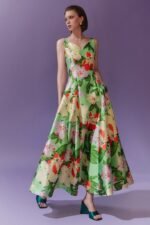 Janey Printed Sweetheart A-line Midi Dress - Image 2