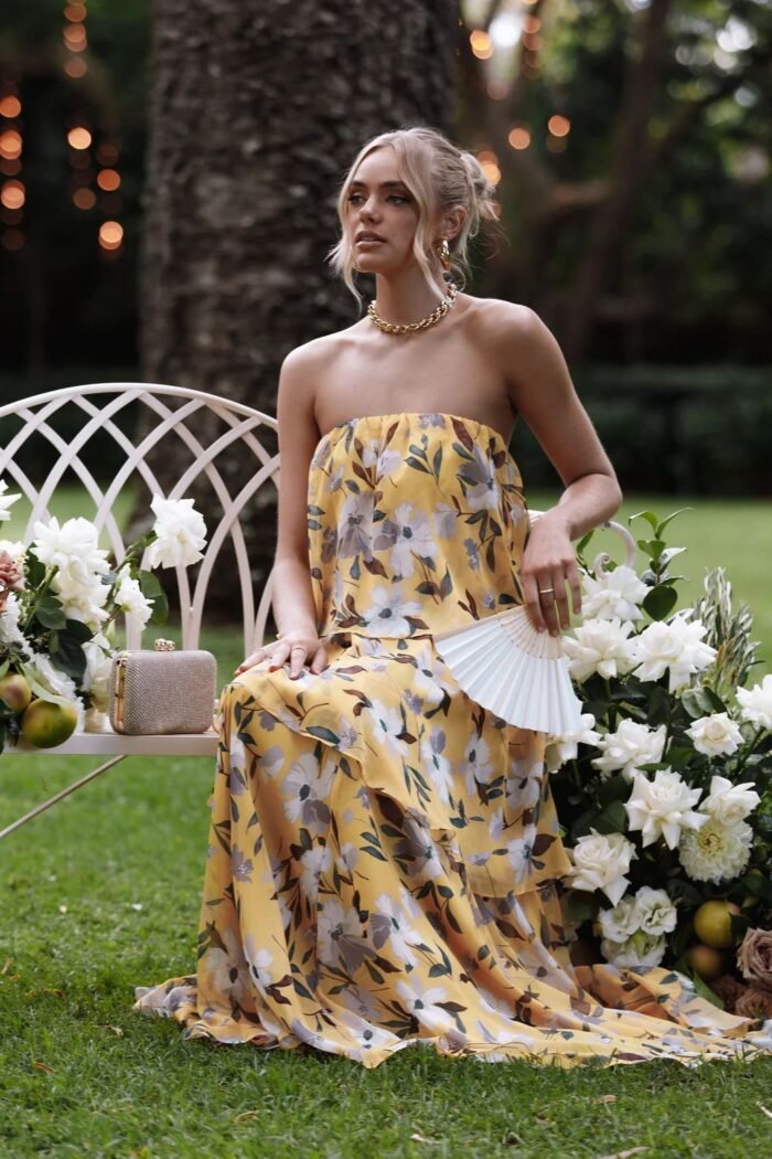 Elsie Printed Layered Strapless Maxi Dress - Image 10