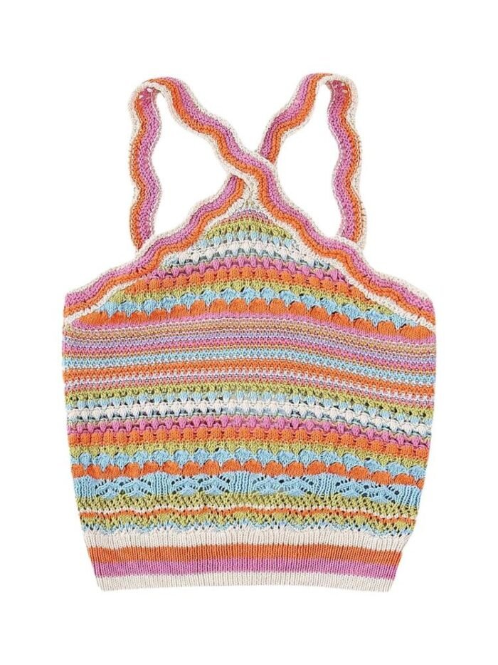 Livia Striped Halter Knit Top - Image 1