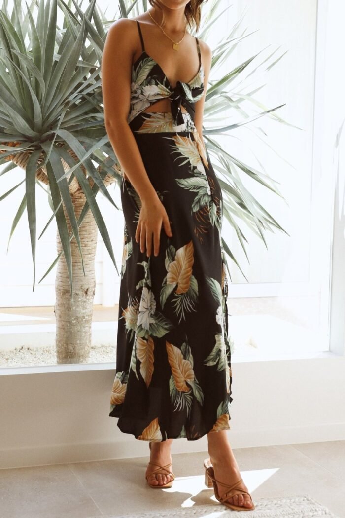 Melinda Printed Knotted Maxi Slip Dress - Image 7