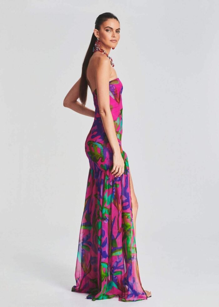 Pam Printed Strapless Slit Maxi Dress - Image 3