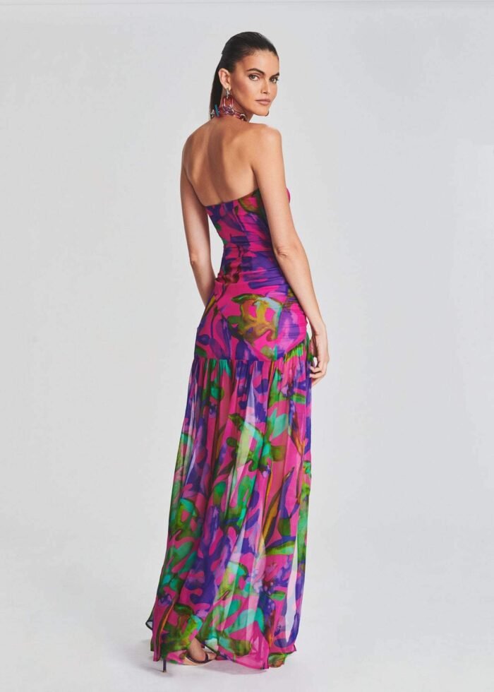 Pam Printed Strapless Slit Maxi Dress - Image 5