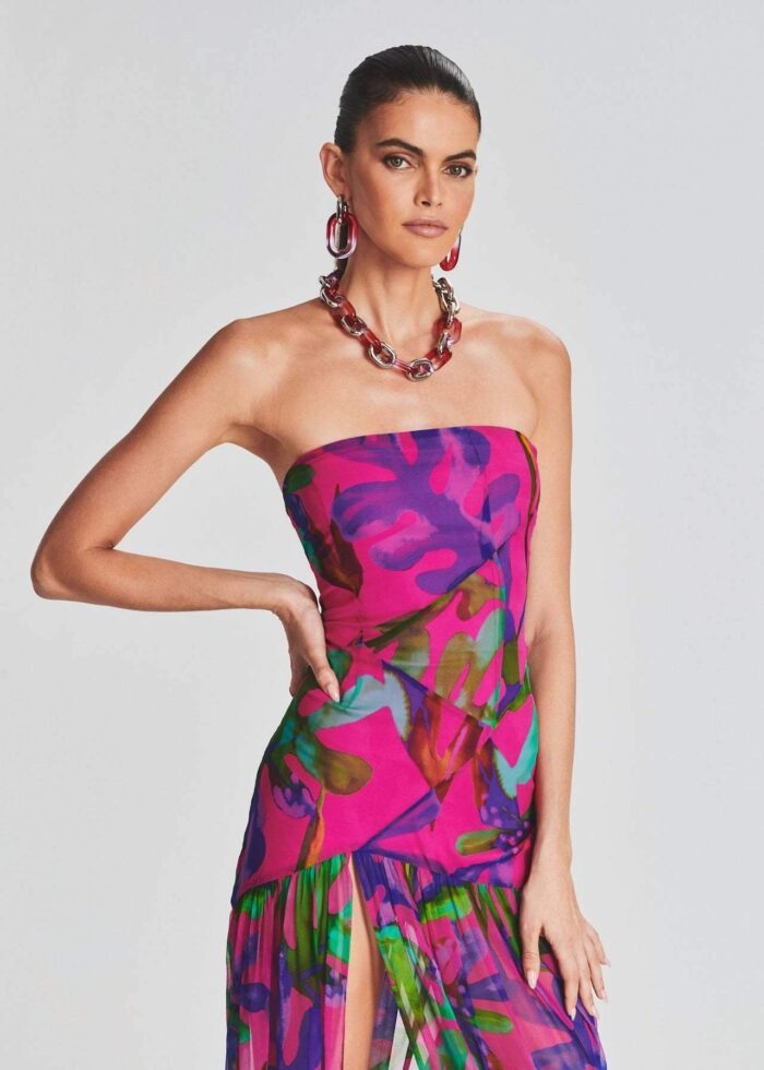 Pam Printed Strapless Slit Maxi Dress - Image 2