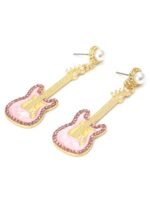 Pink Guitar Diamante Drop Earrings - Image 2