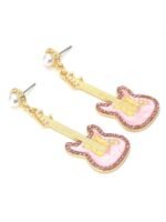 Pink Guitar Diamante Drop Earrings - Image 6