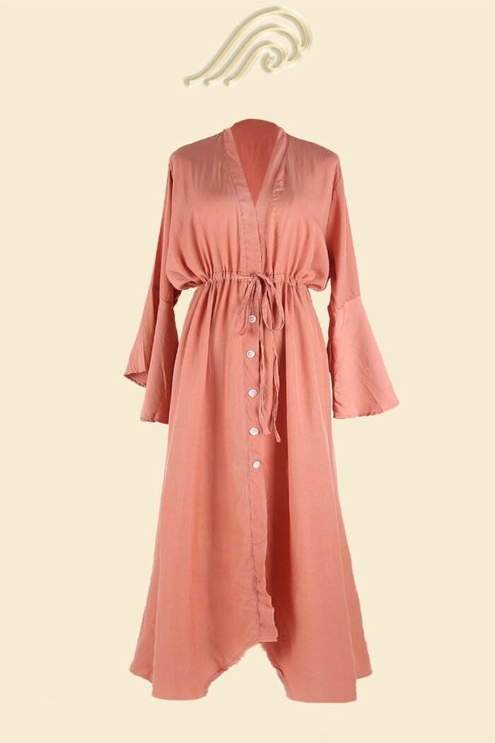 Elvira Button-up Drawstring Maxi Cover-up - Image 3