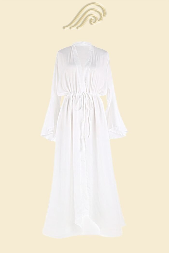 Elvira Button-up Drawstring Maxi Cover-up - Image 6