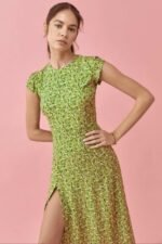 Rachel printed round neck slit midi sundress - Image 2
