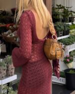 Regina Backless Crochet Maxi Dress - Image 4