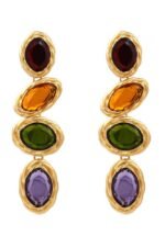 Retro Frame Gem Pendant Earrings - Image 7