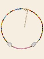 Sally Rainbow Millet Beads Pearl Necklace Set - Image 3
