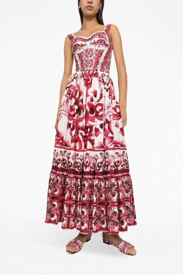 Sibyl Printed Shirred Strap Maxi Dress - Image 1