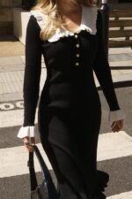 Sicily Ruffle Pearl Midi Knit Dress - Image 4