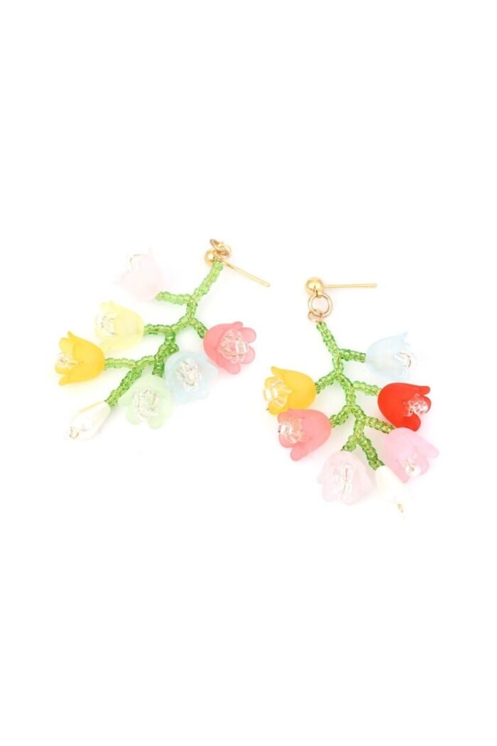Tulip Beaded Drop Earrings - Image 3