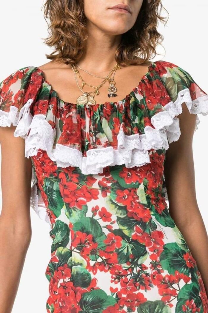 Yvette Printed Lace Trim Maxi Dress - Image 4