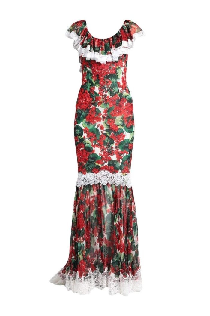 Yvette Printed Lace Trim Maxi Dress - Image 7