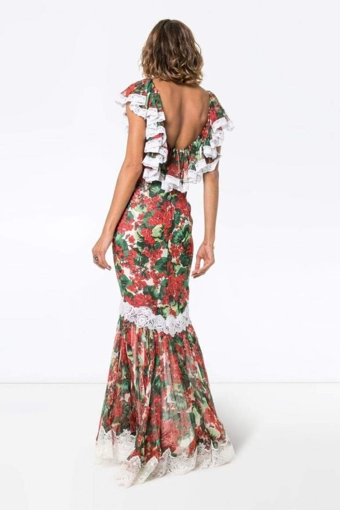 Yvette Printed Lace Trim Maxi Dress - Image 3