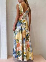 Casual Printed Sleeveless Large V-Neck Dress