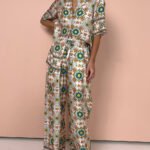 Ethnic Print Fashionable Casual Top And Wide-Leg Pants Two-Piece Suit